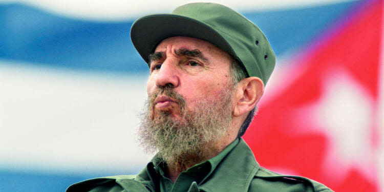 A close up of Fidel Castro as he observes the May Day parade at the Revolution Square in Havana, Cuba May 1, 1998.