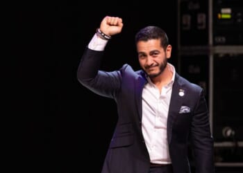 Democratic candidate for U.S. Senate Abdul El-Sayed speaks to supporters at an election night rally at the Majestic Theatre on Aug. 4, 2026, in Detroit, Michigan.
