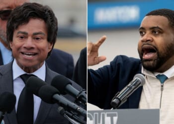Incumbent leftist Democratic Rep. Shri Thanedar of Michigan, left, was defeated in Tuesday's primary by an even farther-left candidate, Donavan McKinney.