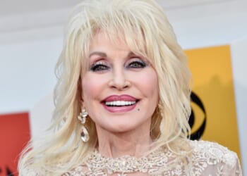 Dolly Parton, legendary country star, is pictured on a red carpet on April 3, 2016 in Las Vegas, Nevada.