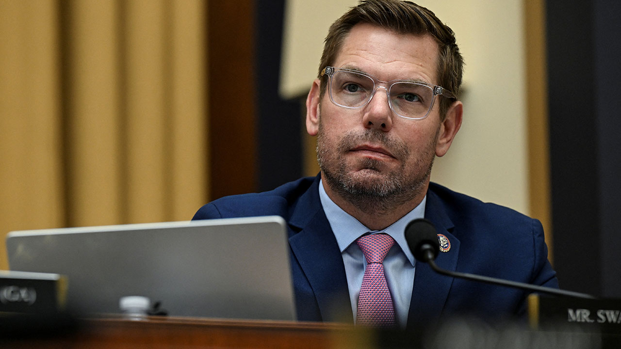 Rep. Eric Swalwell, D-Calif., attends a House Judiciary Committee hearing with FBI Director Kash Patel (not pictured), on Capitol Hill in Washington, D.C., Sept. 17, 2025. REUTERS/Annabelle Gordon