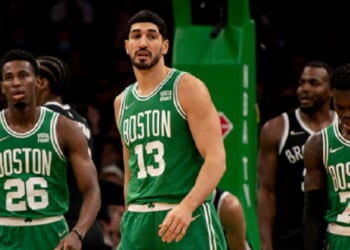Enes Kanter Freedom, then a player for the Boston Celtics, is pictured in a 2021 file photo.