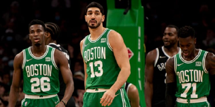 Enes Kanter Freedom, then a player for the Boston Celtics, is pictured in a 2021 file photo.