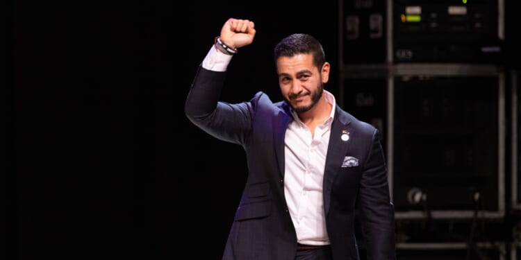 Democratic candidate for U.S. Senate Abdul El-Sayed speaks to supporters at an election-night rally at the Majestic Theatre on Aug. 4, 2026, in Detroit, Michigan.
