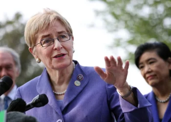 Rep. Marcy Kaptur speaks at a press conference urging the inclusion of the Civilian Climate Corps., a climate jobs program, in the budget reconciliation bill, outside of the U.S. Capitol on July 20, 2021, in Washington, D.C.