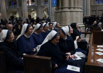 Nuns arrive for the Vespers mass for the Archbishop-designate Ronald Hicks as he begins the process Thursday of taking over the Archdiocese of New York, succeeding Cardinal Timothy Dolan on Feb. 5, 2026, in New York City.
