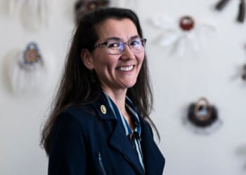 Then-Rep. Mary Peltola of Alaska poses for a portrait in her office on Capitol Hill in Washington, D.C., in a file photo dated July 27, 2023.
