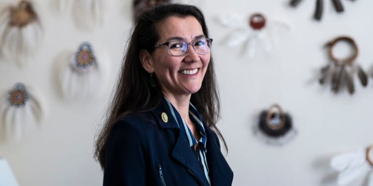 Then-Rep. Mary Peltola of Alaska poses for a portrait in her office on Capitol Hill in Washington, D.C., in a file photo dated July 27, 2023.