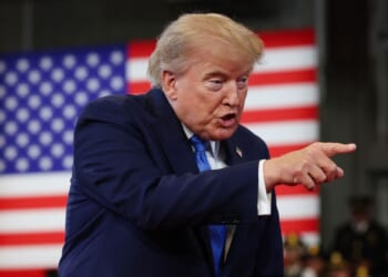 President Donald Trump speaks at the David S. Mack Center for Training and Intelligence on Aug. 14, 2026 in Garden City, New York.