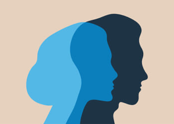 A silhouette of a woman and a man is pictured.