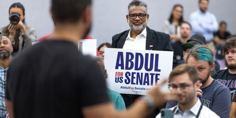 Democratic candidate for U.S. Senate in Michigan Abdul El-Sayed speaks to supporters during a rally.