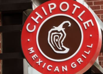 A sign for a local Chipotle location in Washington, DC on July 20, 2026.