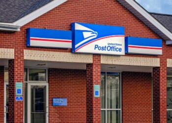 A United States Post Office stands in Theodore, Alabama on February 15, 2025.