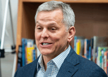 osh Stein, Governor of North Carolina, speaks with members of the media in the library during a Read Across America Day event at Green Magnet Elementary School on March 2, 2026 in Raleigh, North Carolina. (Photo by Al Drago/Getty Images)