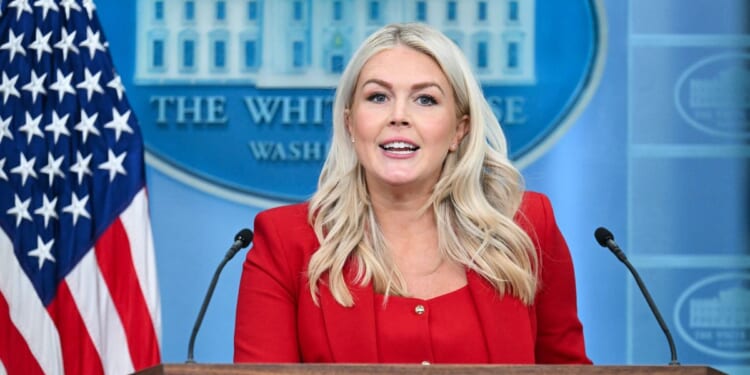 White House Press Secretary Karoline Leavitt speaks during a press briefing in the Brady Briefing Room of the White House in Washington, D.C., on July 23, 2026.