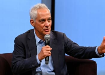 Rahm Emanuel speaks during the Inaugural Events of the Theodore Roosevelt Presidential Library on July 3, 2026, in Medora, North Dakota.