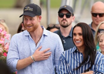 Prince Harry, Duke of Sussex and Meghan, Duchess of Sussex greet members of the public at the Cruising Yacht Club of Australia on April 17, 2026, in Sydney, Australia.