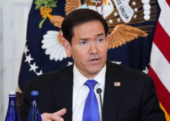 Secretary of State Marco Rubio speaks during a roundtable on the American mining industry with President Donald Trump at the U.S. Department of State on Aug. 7, 2026, in Washington, D.C.