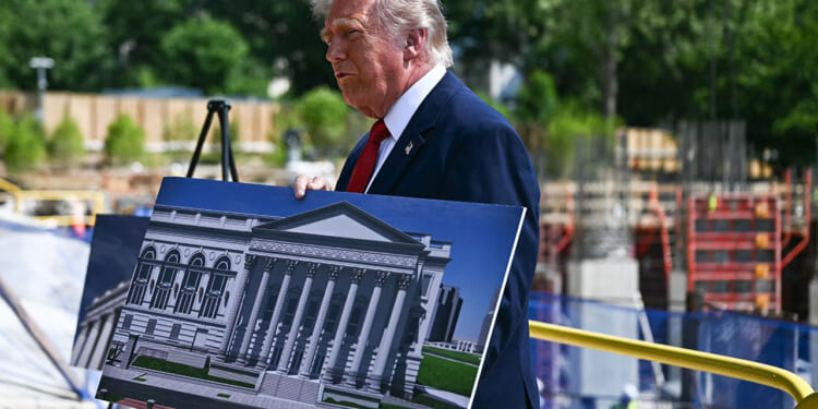 President Donald Trump speaks to the press near the construction site of his proposed ballroom at the White House in Washington, DC, on May 19, 2026. (Kent NISHIMURA / AFP / Getty Images)