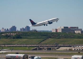 A Delta Airlines flight takes off from La Guardia Airport in New York City on June 3, 2026.