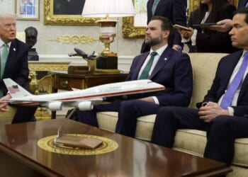 President Donald Trump, seen with Vice President J.D. Vance, center, and Secretary of State Marco Rubio, right, made a telling remark concerning the 2028 election.