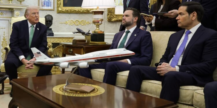 President Donald Trump, seen with Vice President J.D. Vance, center, and Secretary of State Marco Rubio, right, made a telling remark concerning the 2028 election.