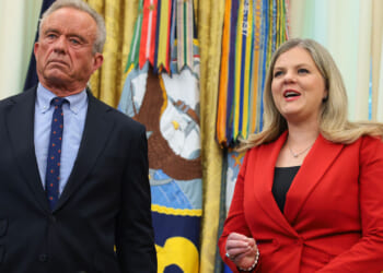 Deputy Assistant to the President for Domestic Policy Dr. Heidi Overton (R), accompanied by Health and Human Services Secretary Robert F. Kennedy Jr.