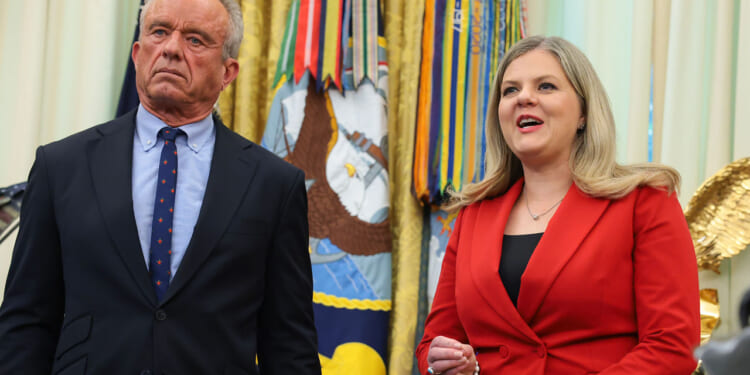Deputy Assistant to the President for Domestic Policy Dr. Heidi Overton (R), accompanied by Health and Human Services Secretary Robert F. Kennedy Jr.