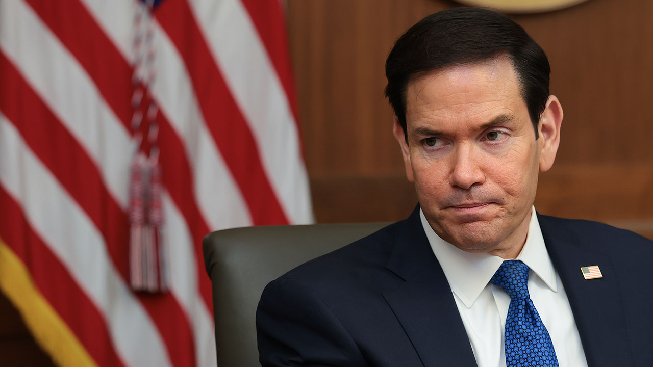 Secretary of State Marco Rubio (C) speaks during a Cabinet meeting at Camp David, the presidential retreat, on July 31, 2026 in Camp David, Maryland. (Anna Moneymaker/Getty Images)