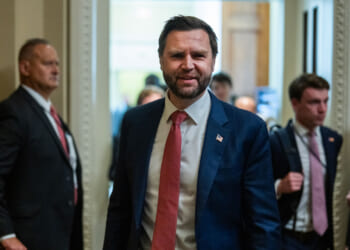 Vice President JD Vance leaves a lunch with Senate Republicans in the U.S. Capitol.