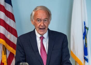 Sen. Ed Markey, a Democrat from Massachusetts, speaks during a news conference following the release of Massachusetts resident and former U.S. Marine Robert Gilman, in Boston on Aug. 11, 2026.