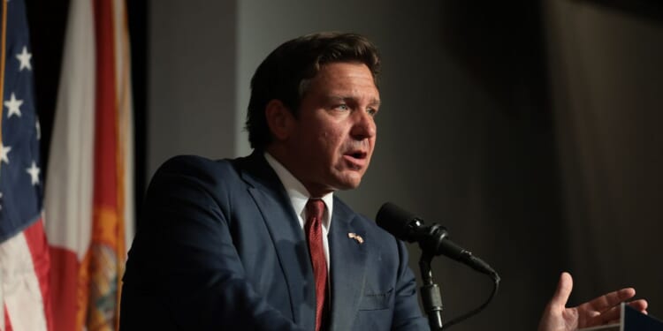 Florida Gov. Ron DeSantis speaks as he hosts a Leadership Forum at the TPepin's Hospitality Centre on Sept. 1, 2026, in Tampa, Florida.