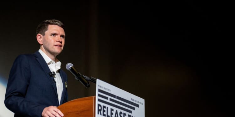 Texas Democratic Senate candidate James Talarico speaks during an event at the Epstein Memorial Reading room on Sept. 10, 2026, in Dallas, Texas.