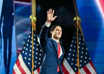 Rep. Brandon Gill, a Republican from Texas, arrives to speak during the Republican National Midterm Convention at the American Airlines Center in Dallas, Texas, on Sept. 9, 2026.