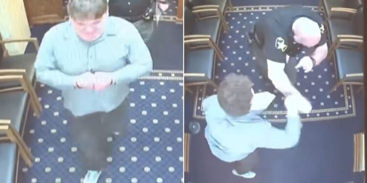 The prisoner suddenly got free from his handcuffs and knocked down the deputy before fleeing down the hallway.