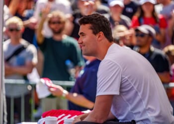 Charlie Kirk speaks at Utah Valley University on Sept. 10, 2025, in Orem, Utah.