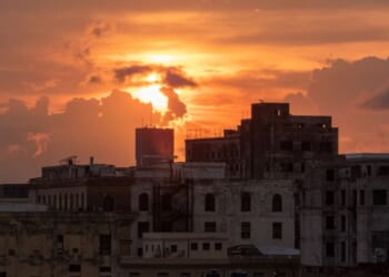 The sun sets during a power outage in Havana on Sept. 18, 2026.