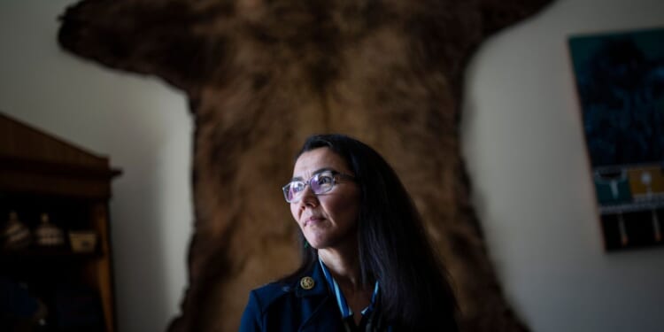 Former Rep. Mary Peltola of Alaska, seen in her Capitol Hill office in a 2023 photo, is now running for U.S. Senate.