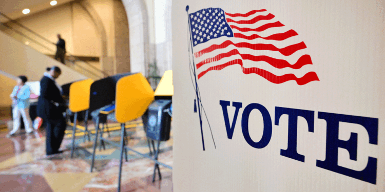 People vote at a polling location at the Metro Headquarters Building during California's state primary election in Los Angeles, California, on June 2, 2026. Californians go to the polls Tuesday in the first round of voting for a new governor, with a tight three-way race for two run-off spots, while people in Los Angeles will also be voting for a new mayor. The state's so-called "jungle primary" pits all comers against each other -- regardless of party -- with the top two vote-getters advancing to the November general election to replace term-limited Governor Gavin Newsom. (Frederic J. Brown/AFP via Getty Images)