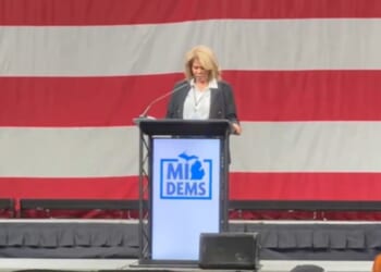 Michigan Democratic Party Vice Chair Portia Roberson fumbled the names of Indian tribes during the party's convention in Lansing, Michigan, as shown in a post on Aug. 29, 2026.