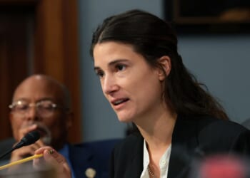 Rep. Marie Gluesenkamp Perez listens as Supreme Court Justices Elena Kagan and Amy Coney Barrett testify before the House Appropriations Committee on Capitol Hill on July 14, 2026, in Washington, D.C.