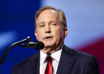 Texas Republican Senate candidate, Texas Attorney General Ken Paxton, speaks on stage on the first day of the 2026 Republican National Convention at the American Airlines Center on Sept. 9, 2026, in Dallas, Texas.