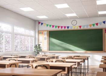 A modern style classroom in the morning.