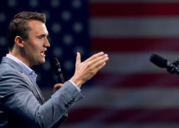 Conservative icon Charlie Kirk speaks at a conference in a file photo dated July 26, 2024.