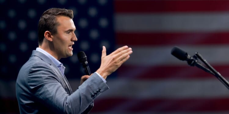 Conservative icon Charlie Kirk speaks at a conference in a file photo dated July 26, 2024.
