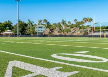 A football stadium 40 yard line.