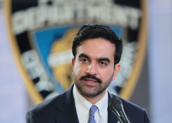 New York City Mayor Zohran Mamdani speaks during an unveiling ceremony for a new 9/11 Memorial Wall at One Police Plaza on Sept. 9, 2026, in New York City.