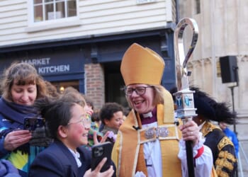 Sarah Mullally meets members of the public in Buttermarket, following the enthronement ceremony installing her as the 106th Archbishop of Canterbury at Canterbury Cathedral on March 25, 2026, in Canterbury, United Kingdom.