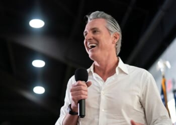 Potential 2028 presidential candidate, California Gov. Gavin Newsom, speaks during an event held by the state Democratic Party at the Clubhouse at King's Grant on Sept. 3, 2026, in Summerville, South Carolina.