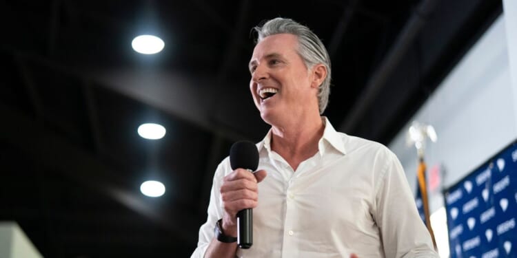 Potential 2028 presidential candidate, California Gov. Gavin Newsom, speaks during an event held by the state Democratic Party at the Clubhouse at King's Grant on Sept. 3, 2026, in Summerville, South Carolina.